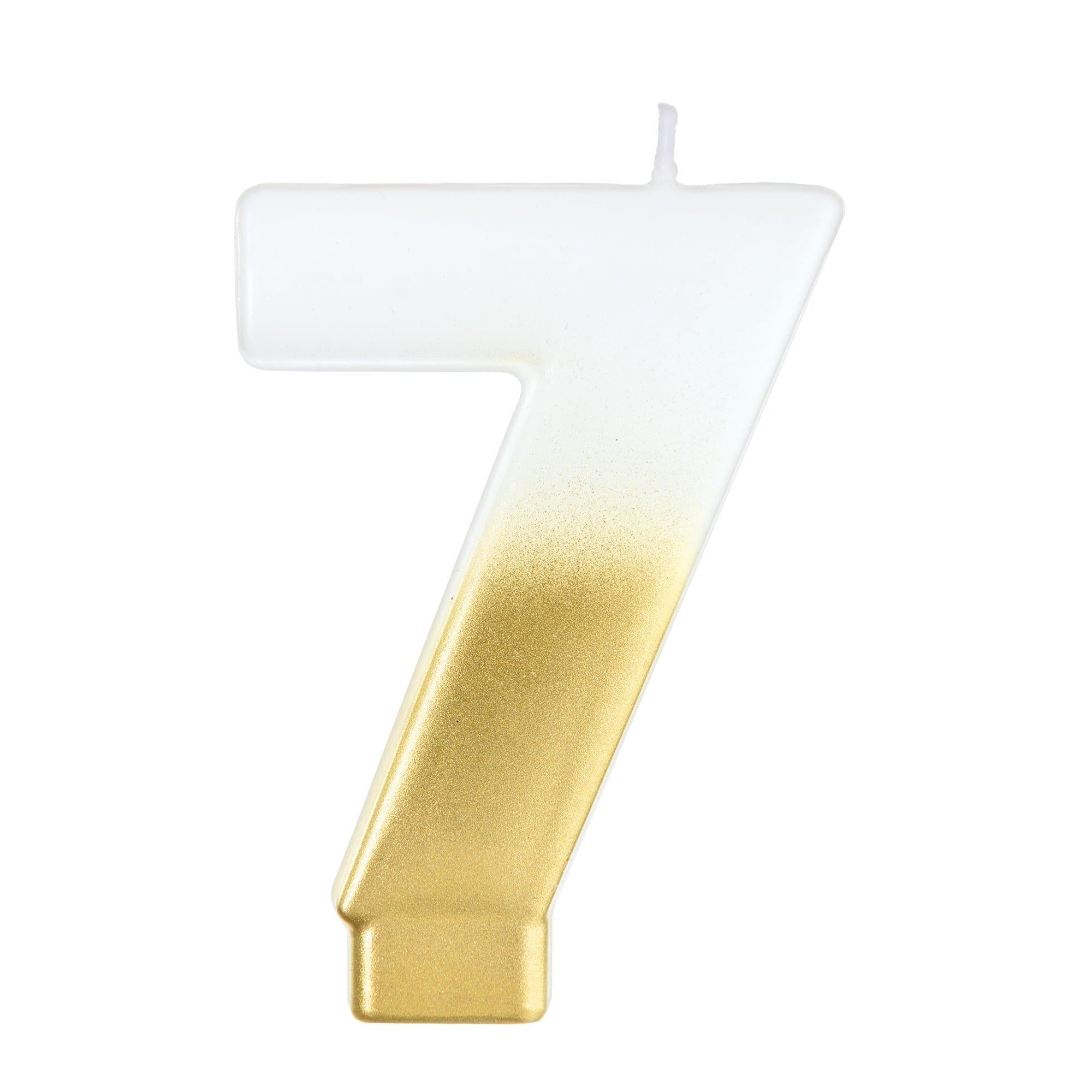 White & Gold Number (0-9) Birthday Candle. 3in - Image 16