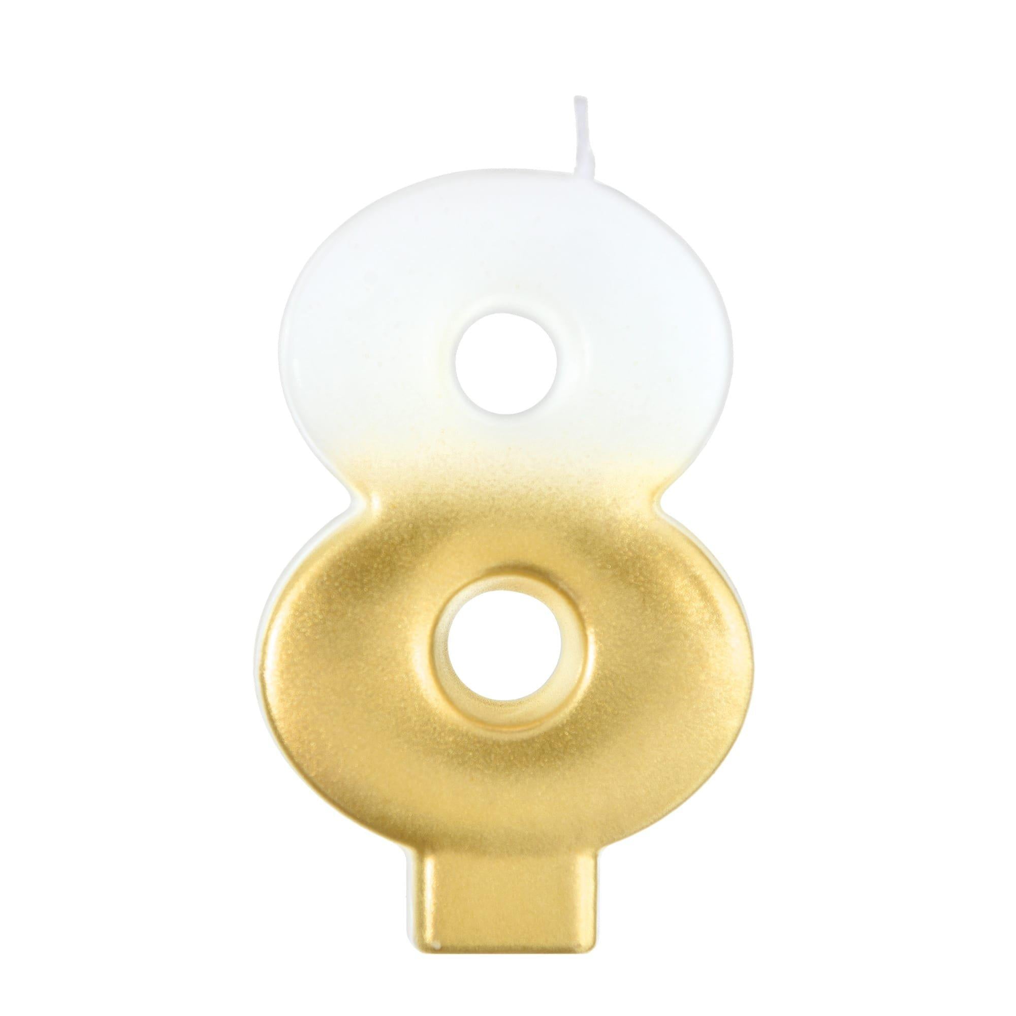 White & Gold Number (0-9) Birthday Candle. 3in - Image 18