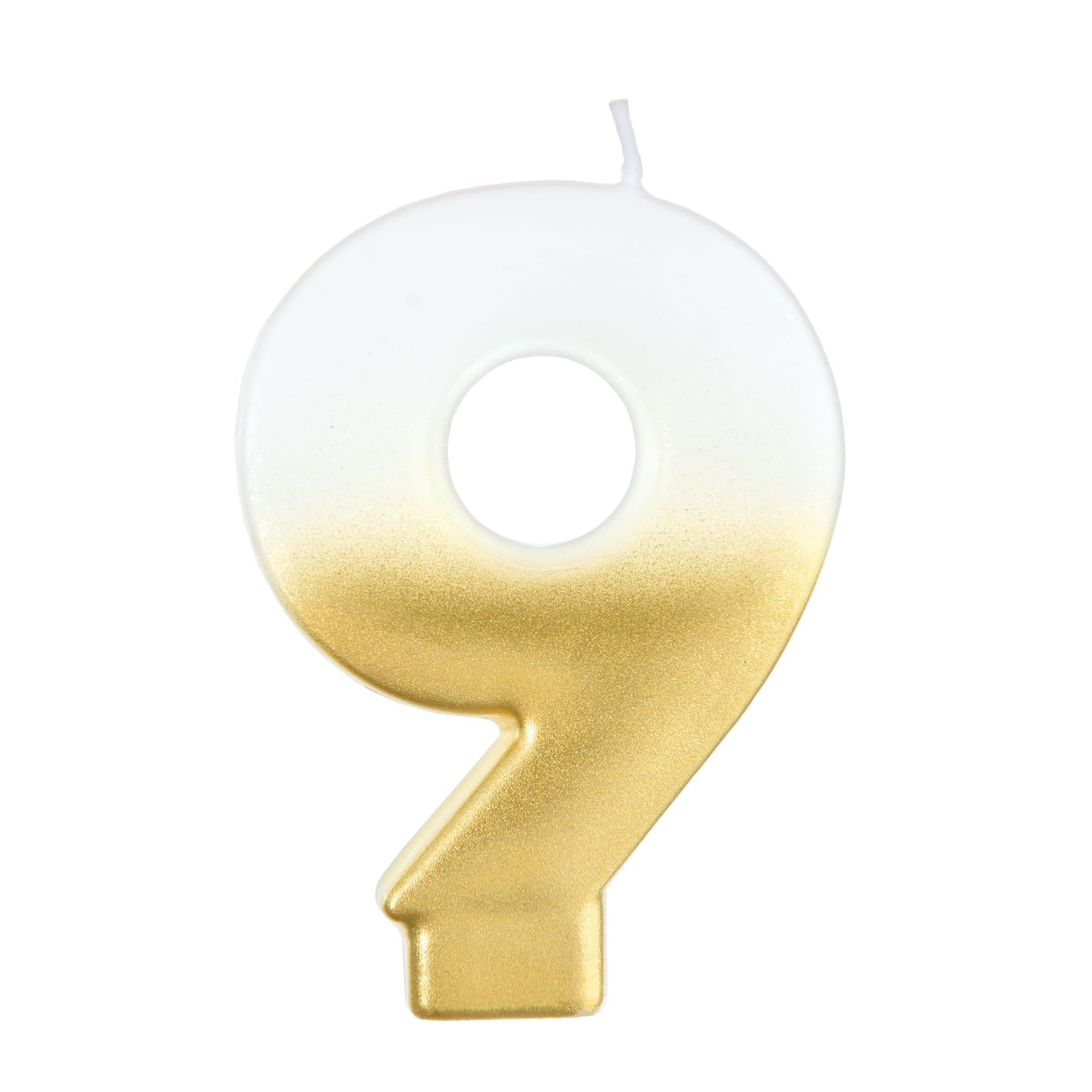 White & Gold Number (0-9) Birthday Candle. 3in - Image 3