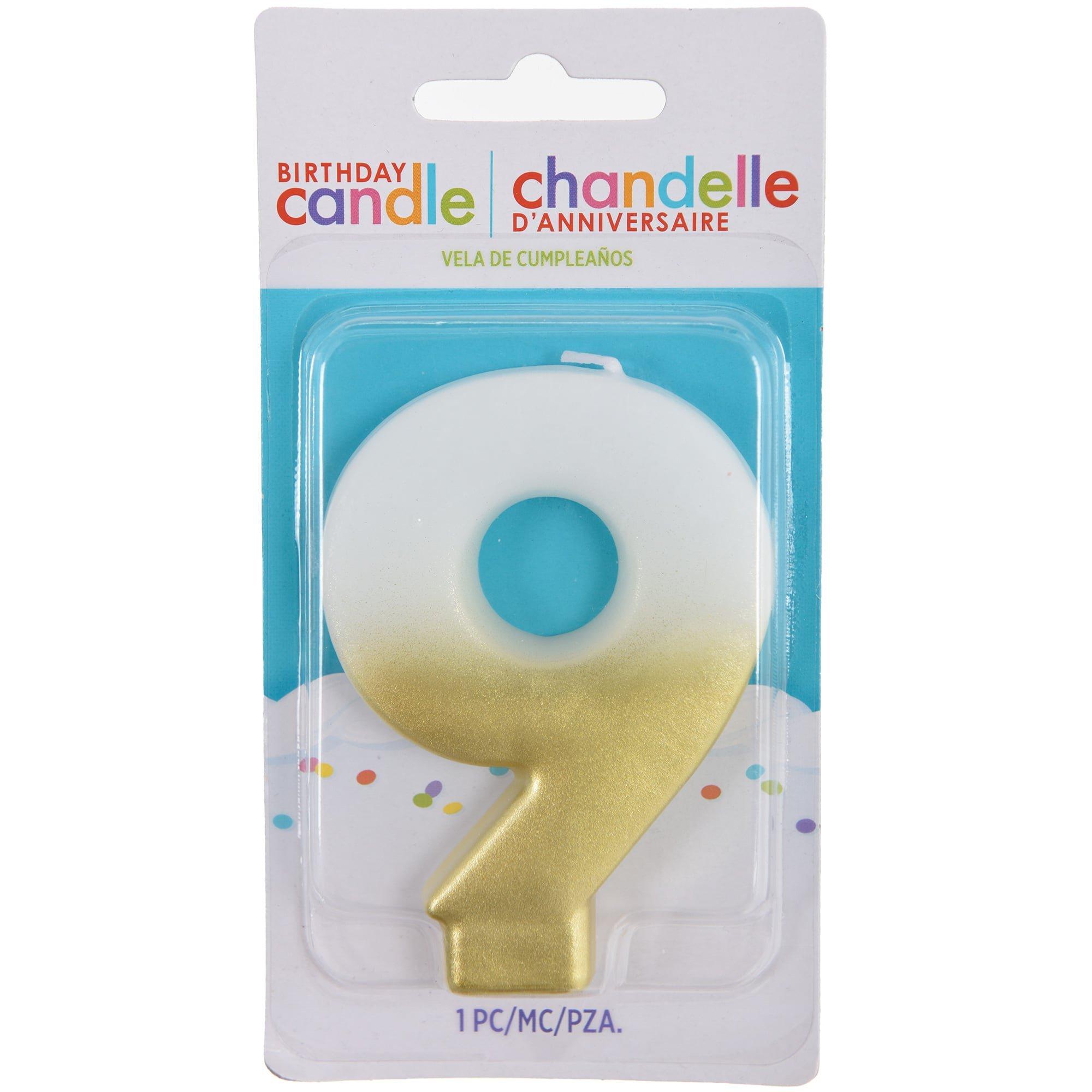 White & Gold Number (0-9) Birthday Candle. 3in - Image 20