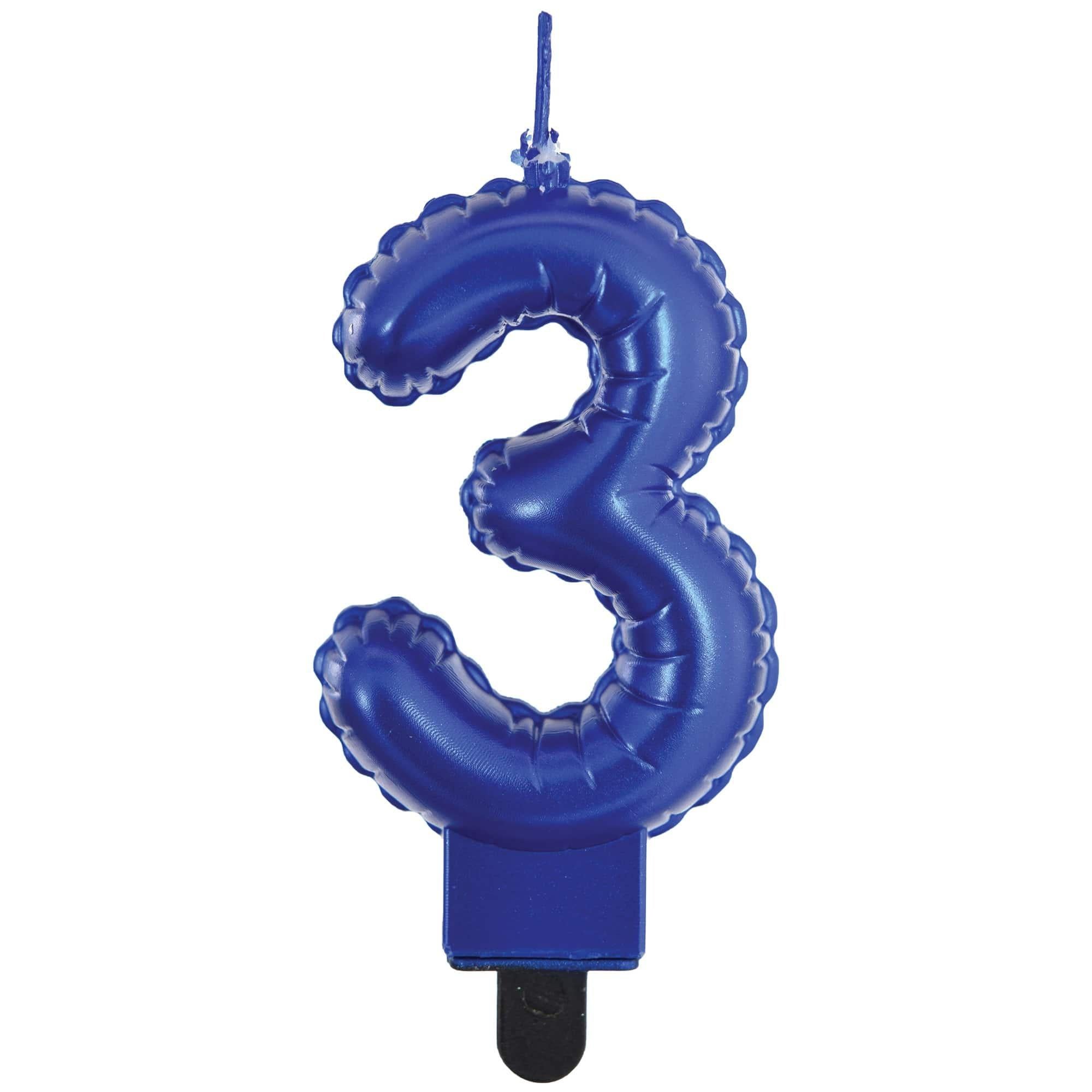 Blue Balloon Birthday Number (0-9) Candle. 3in - Image 7