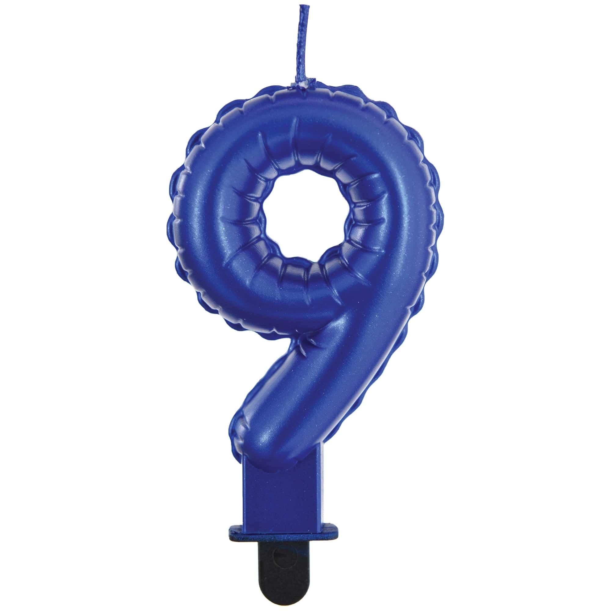 Blue Balloon Birthday Number (0-9) Candle. 3in - Image 19