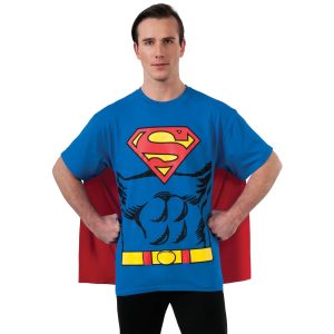 Men's DC Comics Superman T-Shirt. Cape and Mask Set