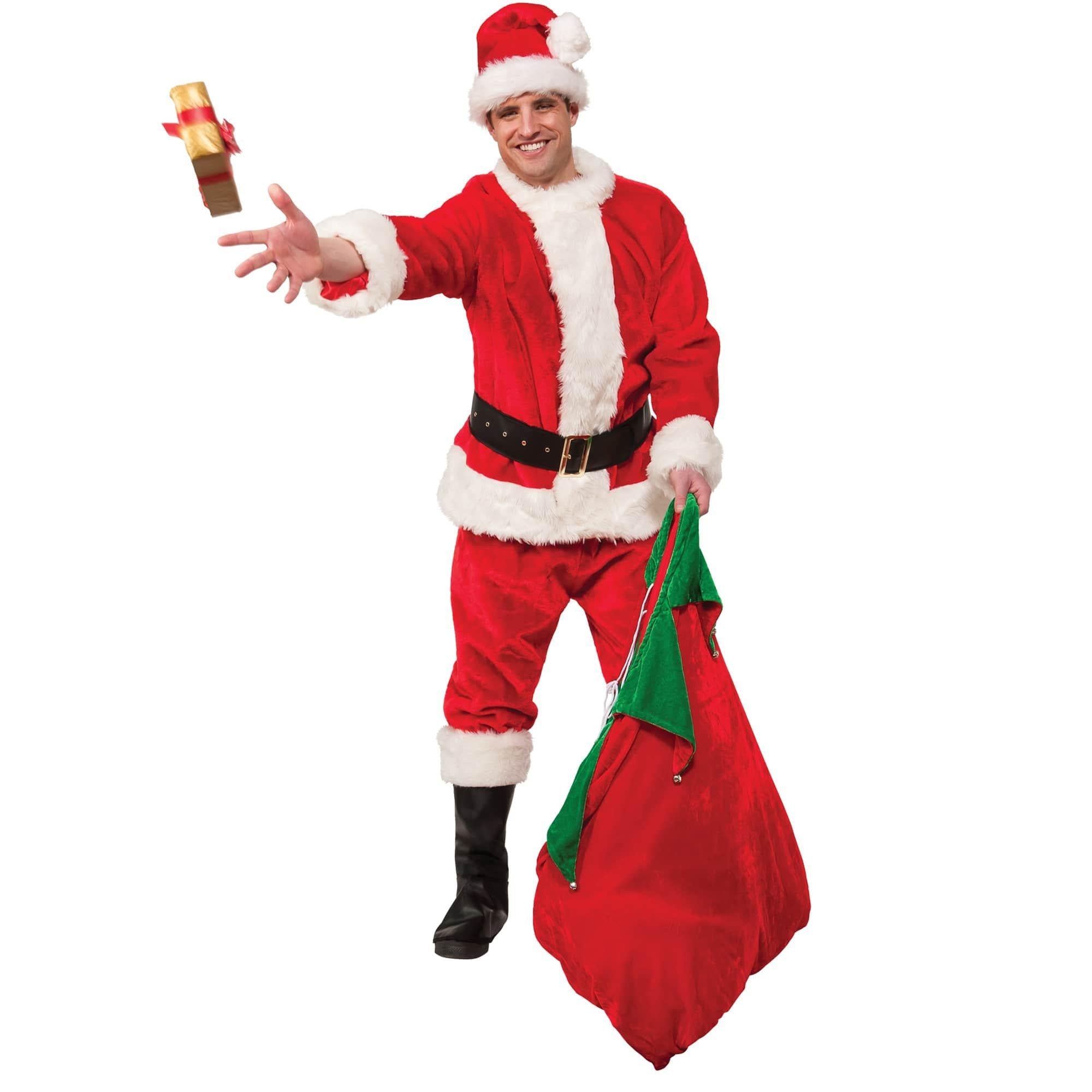 Men's Flannel Santa Suit with Faux Fur Trim - Image 2