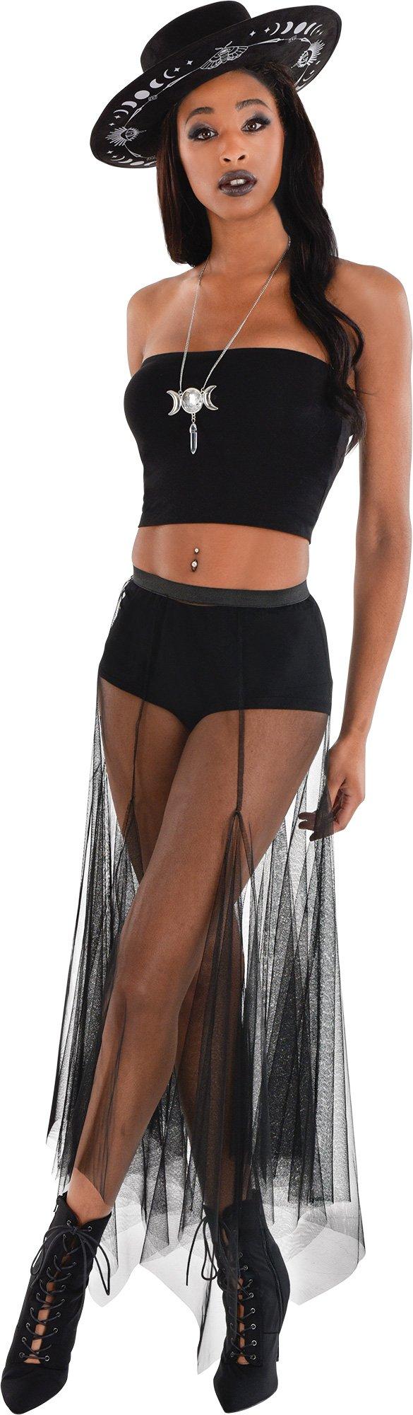 Adult Long Black Sheer Skirt - Image 2