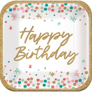 Wish Big Birthday Lunch Plates. 9in. 18ct